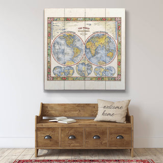 The World in Hemisphers - Wood & Metal Wall Art Wood & Metal Signs Lisa Middleton