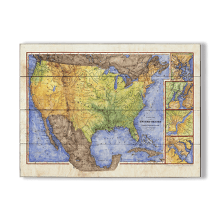 Vintage Map of the United States - Wood & Metal Wall Art Wood & Metal Signs Lisa Middleton