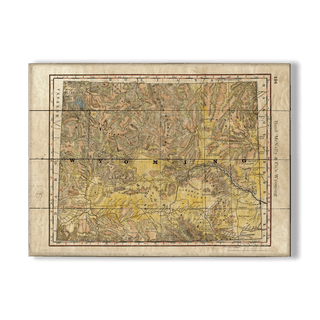 Detailed Vintage Map of Wyoming - Wood & Metal Wall Art Wood & Metal Signs Lisa Middleton