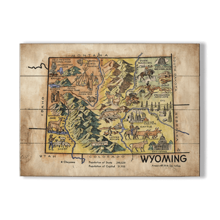 Wyoming Heritage Map - Wood & Metal Wall Art Wood & Metal Signs Lisa Middleton