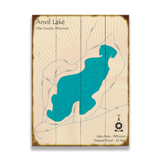 Anvil Lake, Wisconsin - Wood & Metal Wall Art Wood & Metal Signs Lake Art