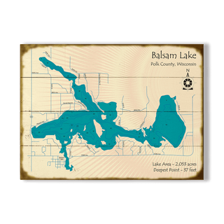 Balsam Lake, Wisconsin - Wood & Metal Wall Art Wood & Metal Signs Lake Art