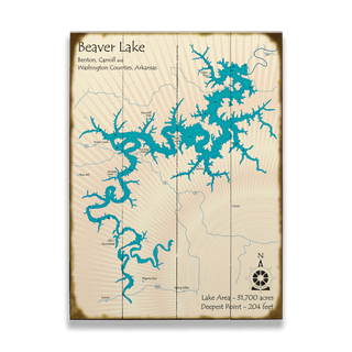 Beaver Lake, Arkansas - Wood & Metal Wall Art Wood & Metal Signs Lake Art