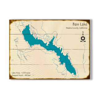 Bass Lake, California - Wood & Metal Wall Art Wood & Metal Signs Lake Art