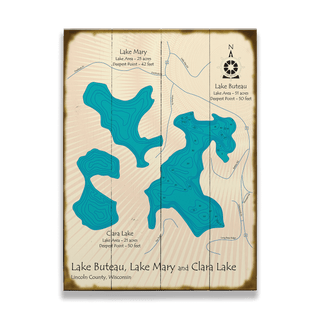 Lake Buteau, Wisconsin - Wood & Metal Wall Art Wood & Metal Signs Lake Art