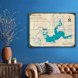 Caddo Lake, Louisiana & Texas - Wood & Metal Wall Art Wood & Metal Signs Lake Art