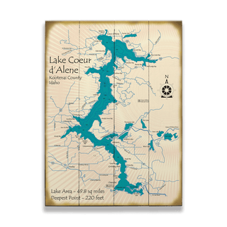 Lake Coeur d'Alene, Idaho - Wood & Metal Wall Art Wood & Metal Signs Lake Art