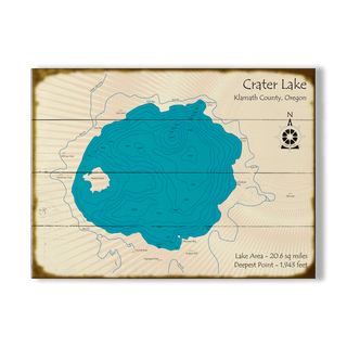 Crater Lake, Oregon - Wood & Metal Wall Art Wood & Metal Signs Lake Art