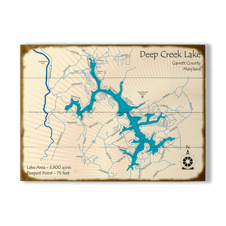 Deep Creek Lake, Maryland - Wood & Metal Wall Art Wood & Metal Signs Lake Art