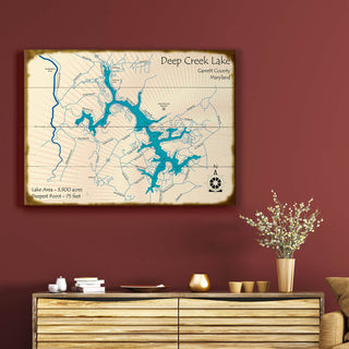 Deep Creek Lake, Maryland - Wood & Metal Wall Art Wood & Metal Signs Lake Art