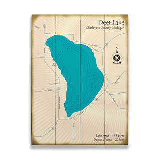 Deer Lake, Michigan - Wood & Metal Wall Art Wood & Metal Signs Lake Art