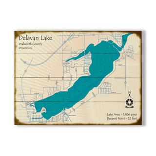 Delavan Lake, Wisconsin - Wood & Metal Wall Art Wood & Metal Signs Lake Art