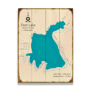 Deer Lake, Washington - Wood & Metal Wall Art Wood & Metal Signs Lake Art