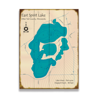 East Spirit Lake, Minnesota - Wood & Metal Wall Art Wood & Metal Signs Lake Art