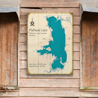 Flathead Lake, Montana - Wood & Metal Wall Art Wood & Metal Signs Lake Art