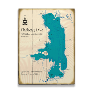 Flathead Lake, Montana - Wood & Metal Wall Art Wood & Metal Signs Lake Art