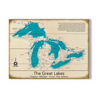 The Great Lakes - Wood & Metal Wall Art Wood & Metal Signs Lake Art