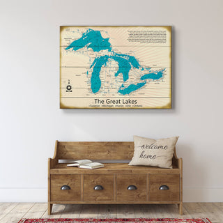 The Great Lakes - Wood & Metal Wall Art Wood & Metal Signs Lake Art