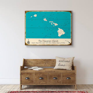 The Hawaiian Islands - Wood & Metal Wall Art Wood & Metal Signs Lake Art