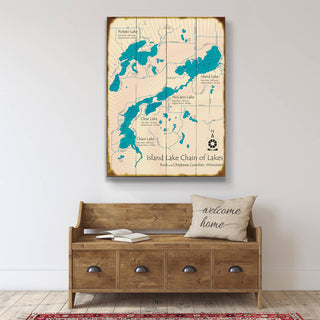 Island Lake Chain of Lakes, Wisconsin - Wood & Metal Wall Art Wood & Metal Signs Lake Art