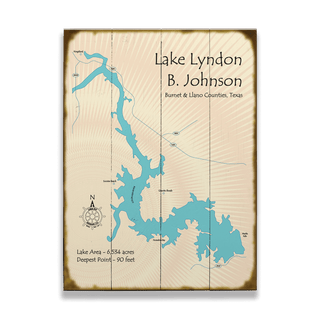 Lake Lyndon B. Johnson, Texas - Wood & Metal Wall Art Wood & Metal Signs Lake Art