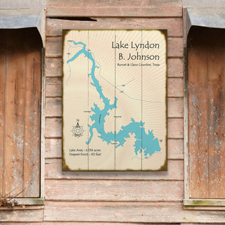 Lake Lyndon B. Johnson, Texas - Wood & Metal Wall Art Wood & Metal Signs Lake Art