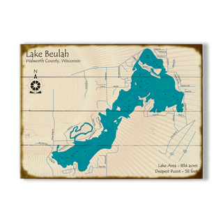 Lake Beulah, Wisconsin - Wood & Metal Wall Art Wood & Metal Signs Lake Art