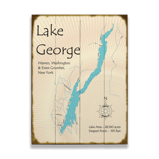 Lake George, New York - Wood & Metal Wall Art Wood & Metal Signs Lake Art