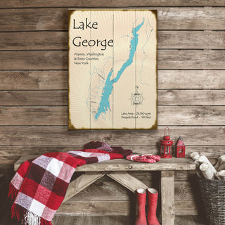 Lake George, New York - Wood & Metal Wall Art Wood & Metal Signs Lake Art