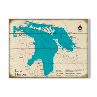 Lake Huron - Wood & Metal Wall Art Wood & Metal Signs Lake Art