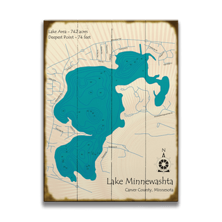 Lake Minnewashta, Minnesota - Wood & Metal Wall Art Wood & Metal Signs Lake Art