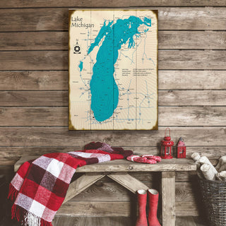 Lake Michigan - Wood & Metal Wall Art Wood & Metal Signs Lake Art