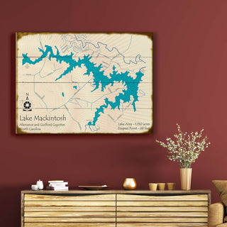 Lake Mackintosh, North Carolina - Wood & Metal Wall Art Wood & Metal Signs Lake Art