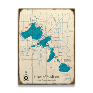 Lakes of Madison, Wisconsin - Wood & Metal Wall Art Wood & Metal Signs Lake Art