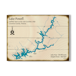 Lake Powell, Utah/Arizona - Wood & Metal Wall Art Wood & Metal Signs Lake Art