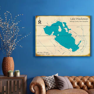 Lake Waukewan, New Hampshire - Wood & Metal Wall Art Wood & Metal Signs Lake Art