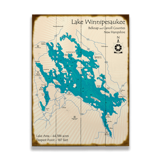 Lake Winnipesaukee, New Hampshire - Wood & Metal Wall Art Wood & Metal Signs Lake Art