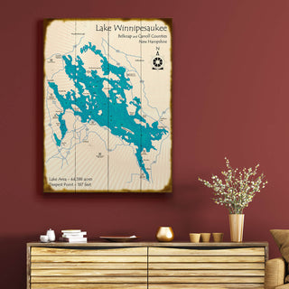 Lake Winnipesaukee, New Hampshire - Wood & Metal Wall Art Wood & Metal Signs Lake Art