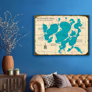 McDonald Lakes, Minnesota - Wood & Metal Wall Art Wood & Metal Wall Art Lake Art