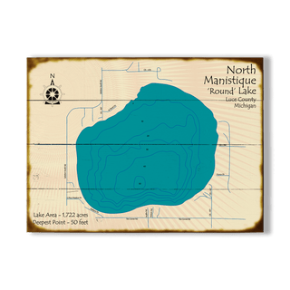 North Manistique Lake, Michigan - Wood & Metal Wall Art Wood & Metal Signs Lake Art