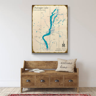 Okanagan Lake, British Columbia - Wood & Metal Wall Art Wood & Metal Signs Lake Art