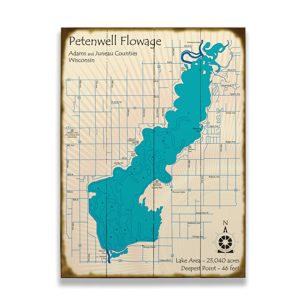 Petenwell Flowage, Wisconsin - Wood & Metal Wall Art – Old Wood Signs