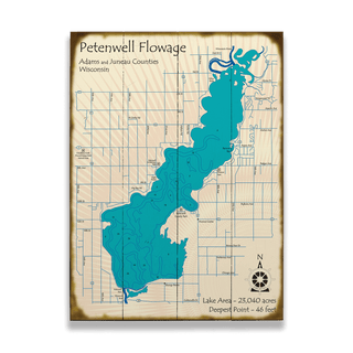 Petenwell Flowage, Wisconsin - Wood & Metal Wall Art Wood & Metal Signs Lake Art