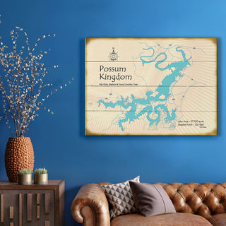 Possum Kingdom Lake, Texas - Wood & Metal Wall Art Wood & Metal Signs Lake Art