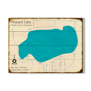 Pleasant Lake, Minnesota - Wood & Metal Wall Art Wood & Metal Signs Lake Art