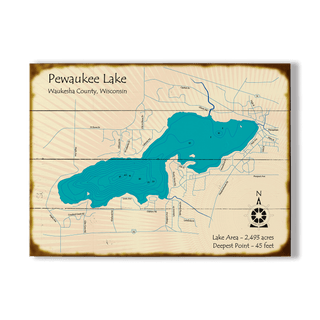 Pewaukee Lake, Wisconsin - Wood & Metal Wall Art Wood & Metal Signs Lake Art