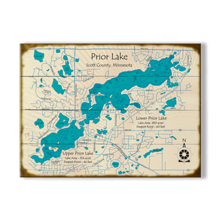 Prior Lake, Minnesota- Wood & Metal Wall Art Wood & Metal Signs Lake Art