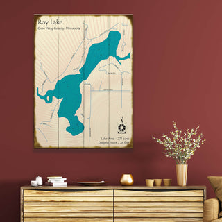 Roy Lake, Minnesota - Wood & Metal Wall Art Wood & Metal Signs Lake Art