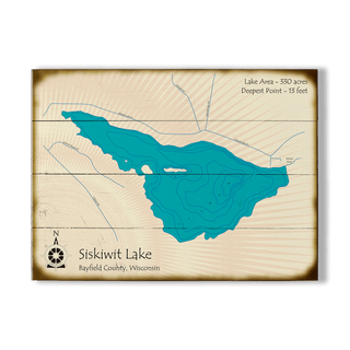 Siskiwit Lake, Wisconsin - Wood & Metal Wall Art Wood & Metal Signs Lake Art