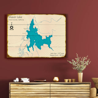 Shaver Lake, California - Wood & Metal Wall Art Wood & Metal Signs Lake Art